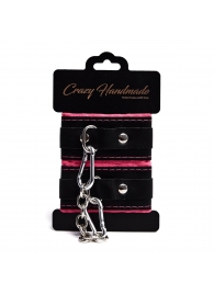 Черно-розовые скругленные наручники с мягкой подкладкой - Crazy Handmade - купить с доставкой в Кирове