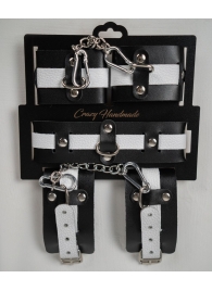 Набор фиксаторов из черной и белой натуральной кожи - Crazy Handmade - купить с доставкой в Кирове