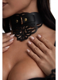 Фигурный чокер с узорами и золотистой фурнитурой - Crazy Handmade - купить с доставкой в Кирове