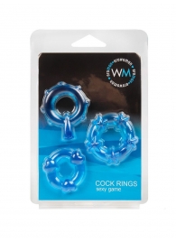 Набор из 3 синих эрекционных колец с различным рельефом - Erowoman-Eroman - в Кирове купить с доставкой