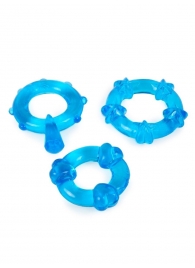 Набор из 3 синих эрекционных колец с различным рельефом - Erowoman-Eroman - в Кирове купить с доставкой