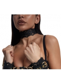 Черный ажурный чокер с золотистой фурнитурой - Crazy Handmade - купить с доставкой в Кирове