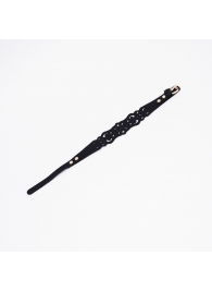 Черный ажурный чокер с золотистой фурнитурой - Crazy Handmade - купить с доставкой в Кирове