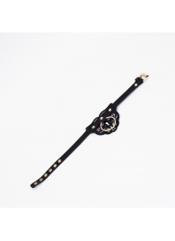 Черный чокер с клепками и золотистой фурнитурой - Crazy Handmade - купить с доставкой в Кирове