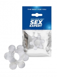 Прозрачное эрекционное кольцо с 6 стимулирующими шариками - Sex Expert - в Кирове купить с доставкой