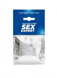 Прозрачное эрекционное кольцо с шариками и шипами - Sex Expert - в Кирове купить с доставкой