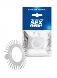 Эластичное эрекционное кольцо с шипиками и шариком - Sex Expert - в Кирове купить с доставкой