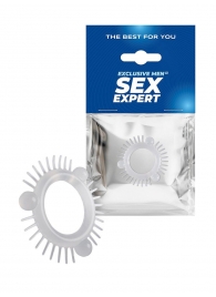 Эластичное эрекционное кольцо с 3 шариками и шипами - Sex Expert - в Кирове купить с доставкой