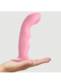 Розовая насадка-стимулятор Strap-On-Me Tapping Dildo Wave - Strap-on-me - купить с доставкой в Кирове