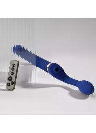 Синий безремневой страпон Multi Orgasm Bendable Strap-On size L с клиторальной стимуляцией - Strap-on-me - купить с доставкой в Кирове