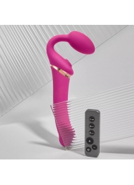 Ярко-розовый безремневой страпон Multi Orgasm Bendable Strap-On size XL с клиторальной стимуляцией - Strap-on-me - купить с доставкой в Кирове