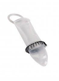 Закрытая насадка на пенис с подхватом мошонки и стимулирующими «ресничками» - Sextaz - в Кирове купить с доставкой