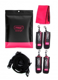 Черно-розовый эротический набор: фиксатор, оковы, наручники, повязка - Erokay - купить с доставкой в Кирове