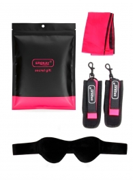 Черно-розовый эротический набор: маска, наручники и повязка - Erokay - купить с доставкой в Кирове