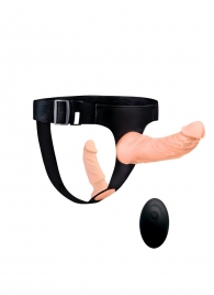 Женский страпон с 2 насадками, вибрацией и пультом ДУ - Erowoman-Eroman - купить с доставкой в Кирове