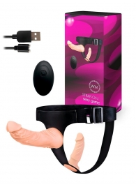 Женский страпон с 2 насадками, вибрацией и пультом ДУ - Erowoman-Eroman - купить с доставкой в Кирове