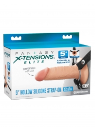 Телесный пустотелый фаллопротез 5’’ Hollow Silicone Strap-On - 14 см. - Pipedream - купить с доставкой в Кирове