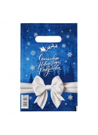 Сине-белый подарочный новогодний пакет с вырубной ручкой (20х30 см) - Сима-Ленд - купить с доставкой в Кирове