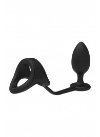 Черное эрекционное кольцо с анальной пробкой Cockstrap With Anal Plug - Dream Toys - в Кирове купить с доставкой