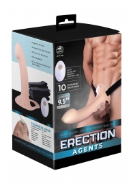 Телесный полый страпон с вибрацией Erection Agents - 24,1 см. - NMC - купить с доставкой в Кирове
