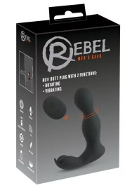 Черная анальная пробка с вибрацией, вращением и пультом ДУ RC Butt Plug with 2 Functions - Orion - в Кирове купить с доставкой