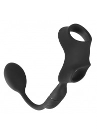 Черное виброкольцо с анальной пробкой Cock Ring with RC Butt Plug - Orion - в Кирове купить с доставкой