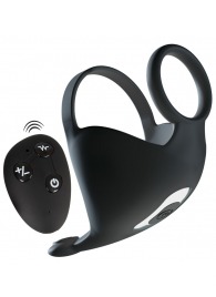 Черная вибронасадка для эрекции и стимуляции мошонки Cock ring with RC ball massager - Orion - в Кирове купить с доставкой