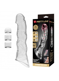 Прозрачный фаллоудлинитель с 3 вставками - 28 см. - Baile - в Кирове купить с доставкой