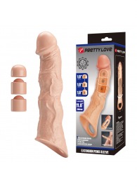 Телесный фаллоудлинитель с 3 вставками - 28 см. - Baile - в Кирове купить с доставкой