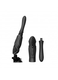 Черная секс-машина с функцией нагрева, насадками и присоской Sesh - Zalo - купить с доставкой в Кирове