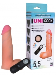 Фаллическая насадка Харнесс UNICOCK 5,5  с вибрацией - 17 см. - LOVETOY (А-Полимер) - купить с доставкой в Кирове