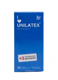 Классические презервативы Unilatex Natural Plain - 12 шт. + 3 шт. в подарок - Unilatex - купить с доставкой в Кирове