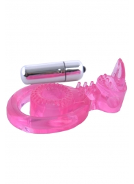 Розовая вибронасадка со стимулятор клитора   Язычок - Toyfa Basic - в Кирове купить с доставкой