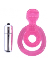 Розовая вибронасадка со стимулятор клитора   Язычок - Toyfa Basic - в Кирове купить с доставкой
