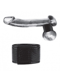 Чёрная утяжка на мошонку 1  Velcro Ball Stretcher - BlueLine - купить с доставкой в Кирове