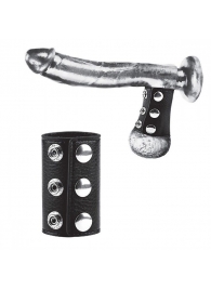 Чёрная утяжка на кнопках 100% PVC STRAP WITH METAL SNAP - BlueLine - купить с доставкой в Кирове