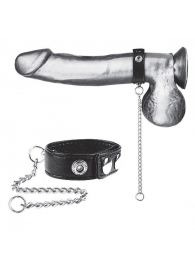 Утяжка на пенис с поводком Snap Cock Ring With 12  Leash - BlueLine - купить с доставкой в Кирове