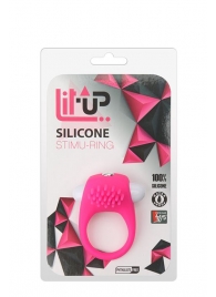 Розовое эрекционное кольцо с щеточкой LIT-UP SILICONE STIMU RING 5 - Dream Toys - в Кирове купить с доставкой