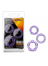 Набор из 3 фиолетовых эрекционных колец Stay Hard Beaded Cockrings - Blush Novelties - в Кирове купить с доставкой