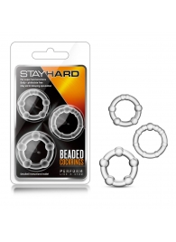 Набор из 3 прозрачных эрекционных колец Stay Hard Beaded Cockrings - Blush Novelties - в Кирове купить с доставкой