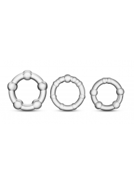 Набор из 3 прозрачных эрекционных колец Stay Hard Beaded Cockrings - Blush Novelties - в Кирове купить с доставкой