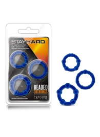 Набор из 3 синих эрекционных колец Stay Hard Beaded Cockrings - Blush Novelties - в Кирове купить с доставкой