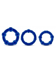 Набор из 3 синих эрекционных колец Stay Hard Beaded Cockrings - Blush Novelties - в Кирове купить с доставкой