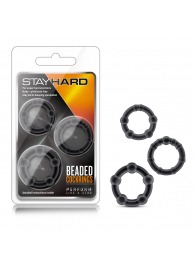 Набор из 3 чёрных эрекционных колец Stay Hard Beaded Cockrings - Blush Novelties - в Кирове купить с доставкой