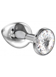 Большая серебристая анальная пробка Diamond Clear Sparkle Large с прозрачным кристаллом - 8 см. - Lola Games - купить с доставкой в Кирове