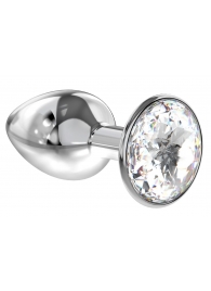 Малая серебристая анальная пробка Diamond Clear Sparkle Small с прозрачным кристаллом - 7 см. - Lola Games - купить с доставкой в Кирове