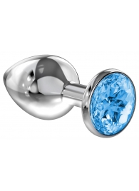 Большая серебристая анальная пробка Diamond Light blue Sparkle Large с голубым кристаллом - 8 см. - Lola Games - купить с доставкой в Кирове
