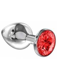 Большая серебристая анальная пробка Diamond Red Sparkle Large с красным кристаллом - 8 см. - Lola Games - купить с доставкой в Кирове