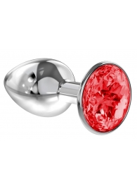 Малая серебристая анальная пробка Diamond Red Sparkle Small с красным кристаллом - 7 см. - Lola Games - купить с доставкой в Кирове