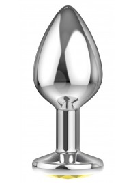 Малая серебристая анальная пробка Diamond Yellow Sparkle Small с жёлтым кристаллом - 7 см. - Lola Games - купить с доставкой в Кирове